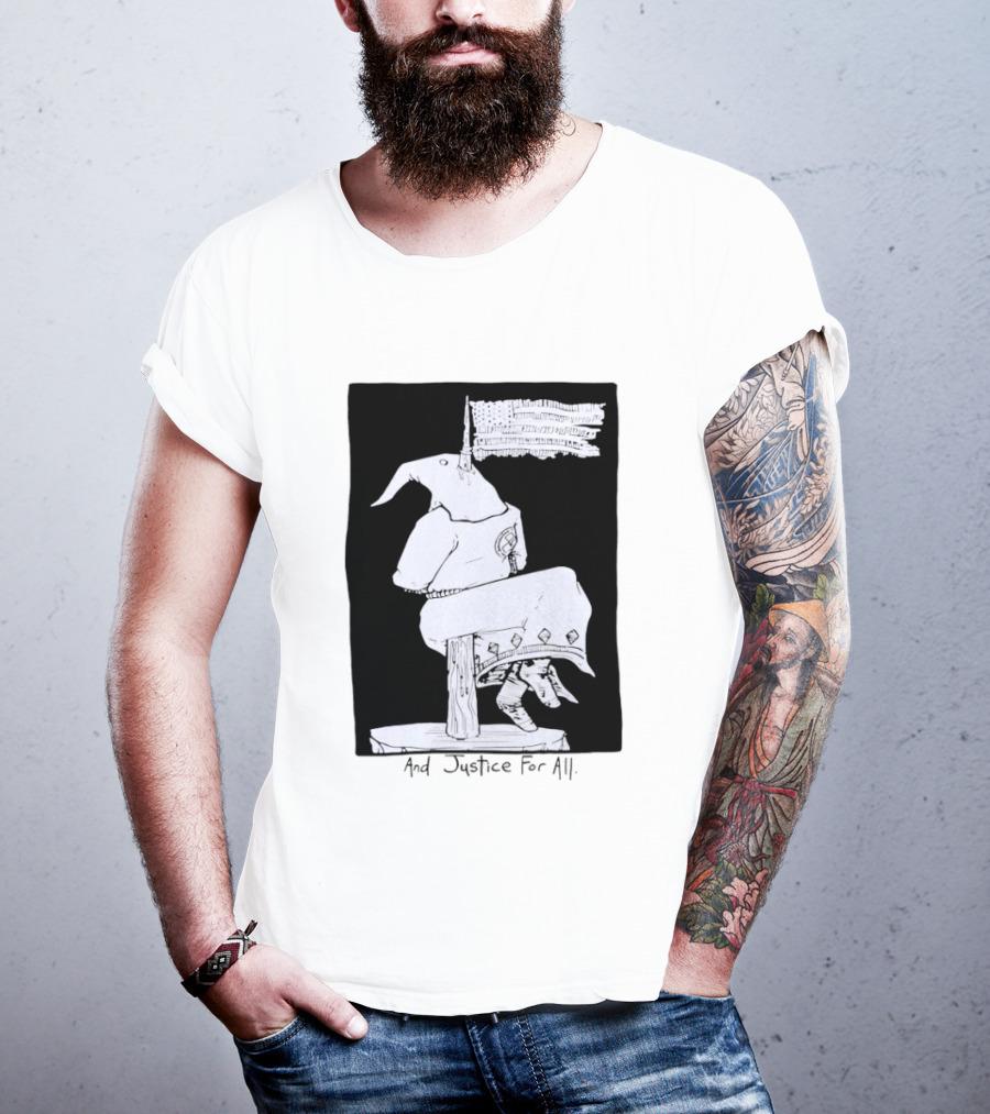 Anti Ku Klux Klan And Justice For All Hanging Effigy With Flag T-Shirt