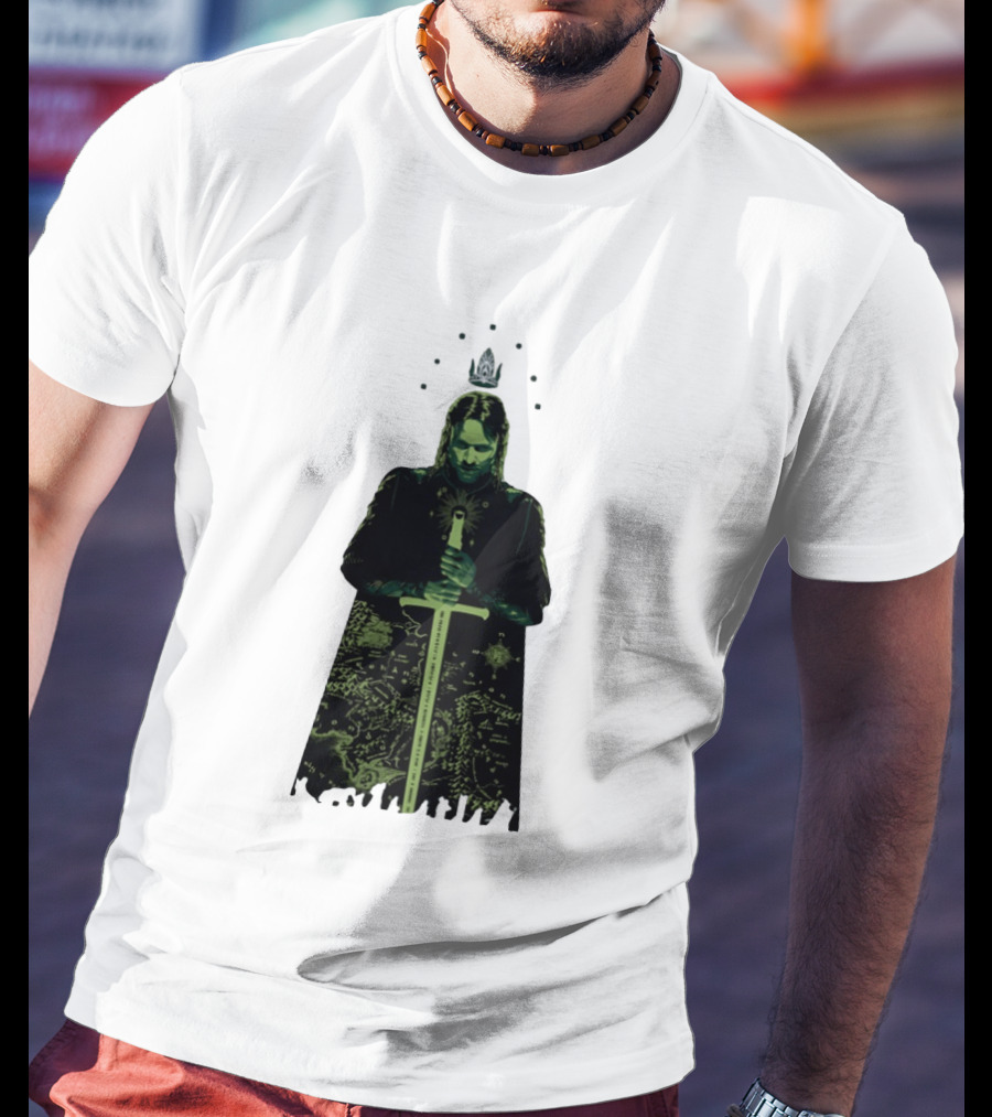 The Lord Of The Rings Aragorn Sword Map Middle Earth King T-Shirt