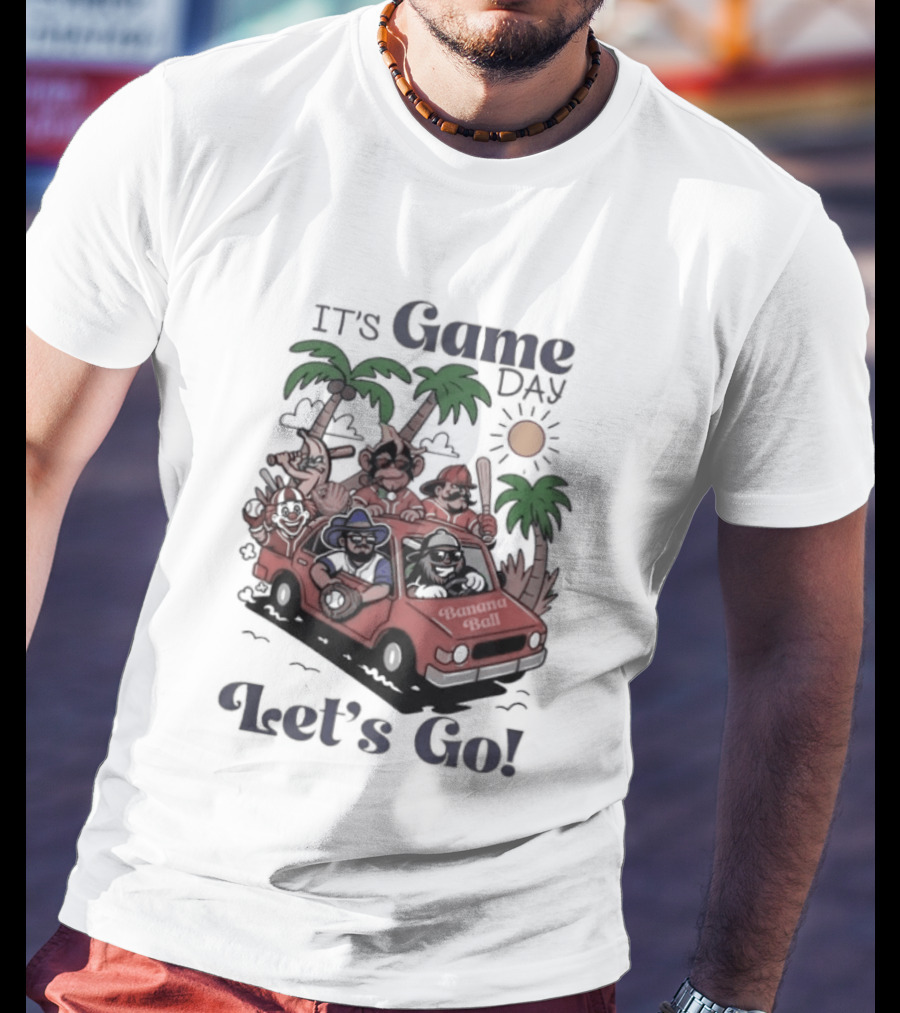 It's Game Day Let's Go Banana Ball Van And Palm Trees Adventure T-Shirt