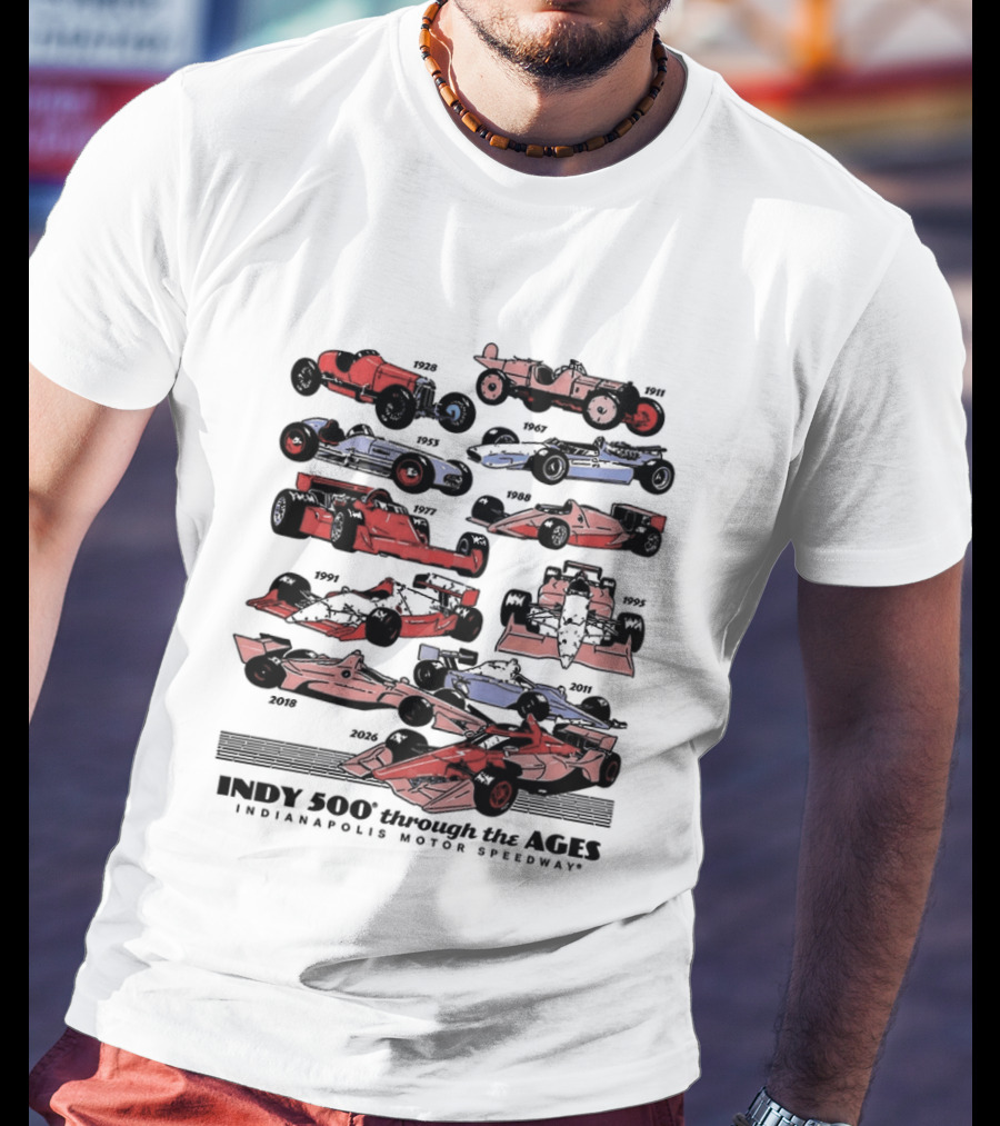 Indy 500 Through The Ages 2026 Racing Cars Evolution T-Shirt