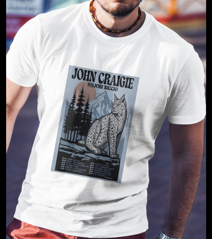John Craigie With Jobi Riccio Tour 2026 Europe Concert Dates Lynx Mountain Forest T-Shirt