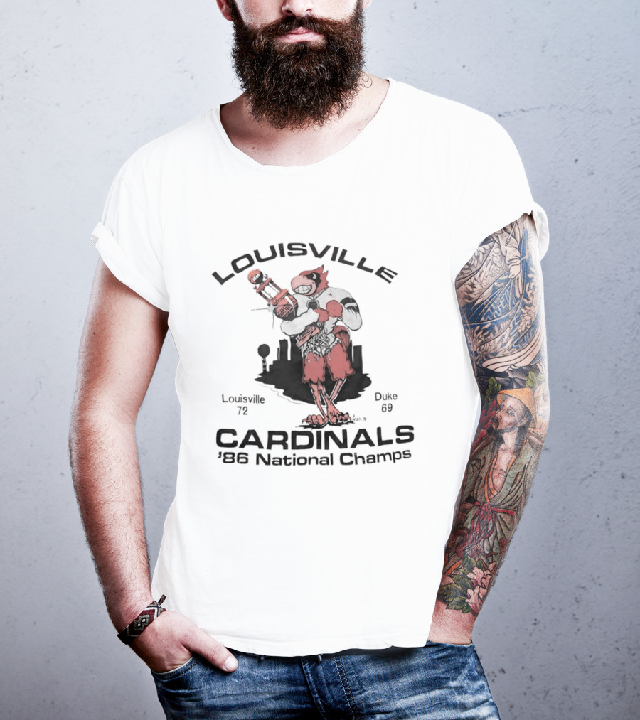 Louisville Cardinals 1986 National Champs Skyline Trophy T-Shirt