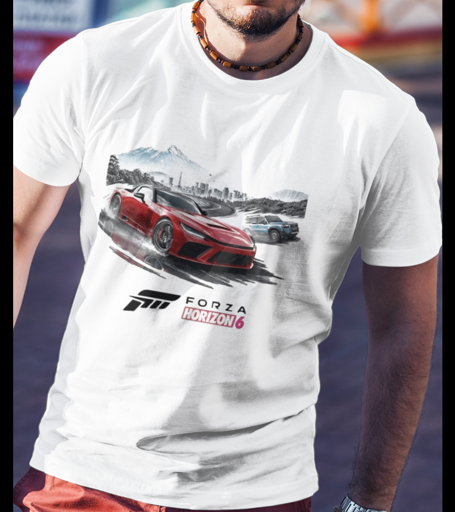 Forza Horizon 6 Red Sports Car And SUV Racing Scene T-Shirt