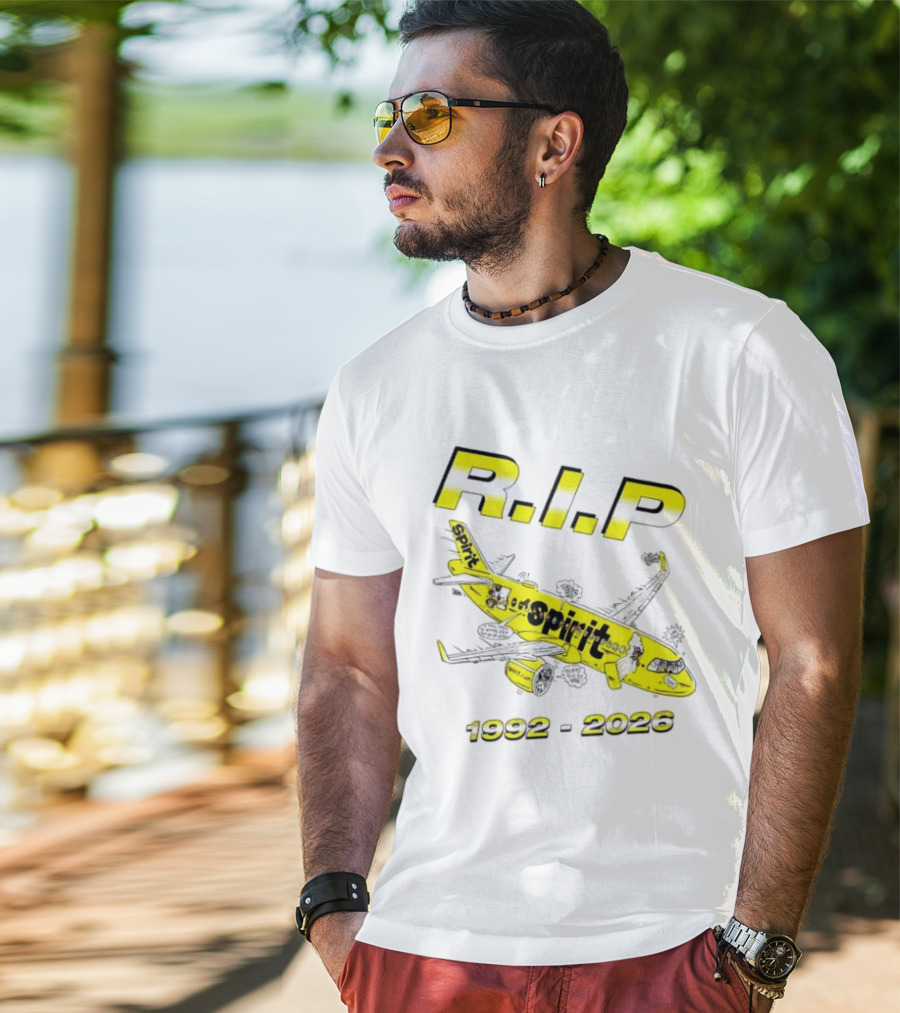 RIP Spirit Airlines 1992 2026 Yellow Plane Cartoon T-Shirt