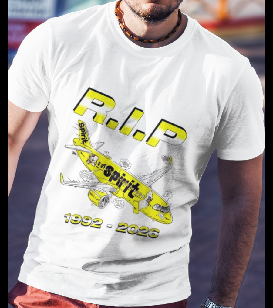 RIP Spirit Airlines 1992 2026 Yellow Plane Cartoon T-Shirt