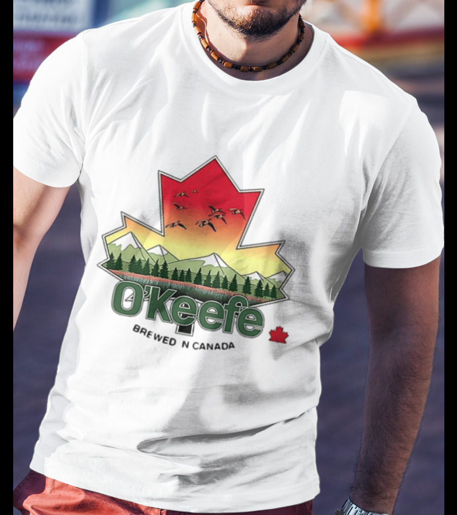 O'Keefe Brewed In Canada Maple Leaf Mountains And Geese T-Shirt