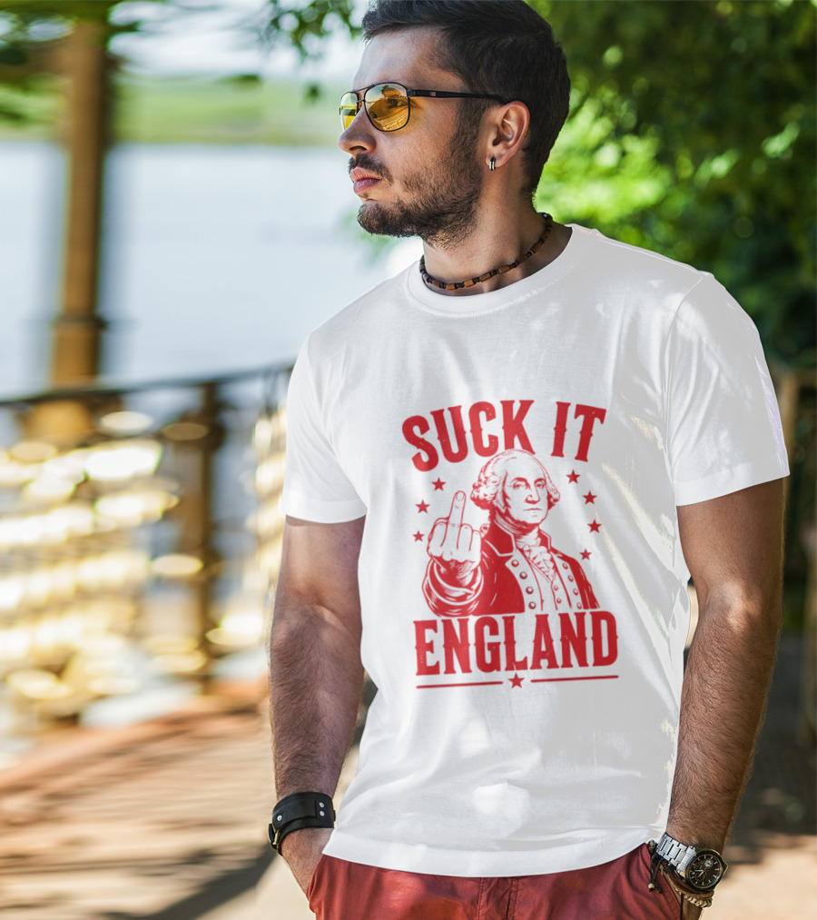 Suck It England George Washington Middle Finger Gesture T-Shirt