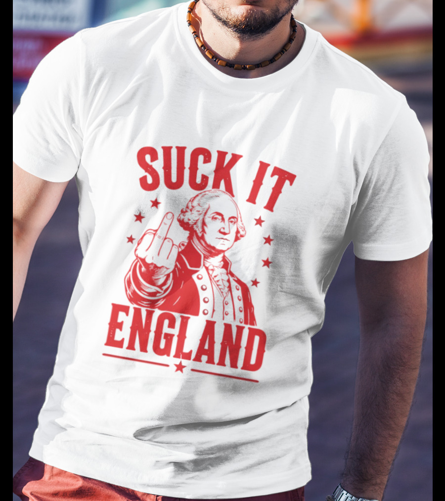 Suck It England George Washington Middle Finger Gesture T-Shirt