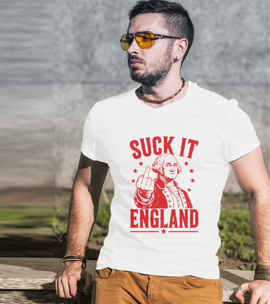Suck It England George Washington Middle Finger Gesture T-Shirt