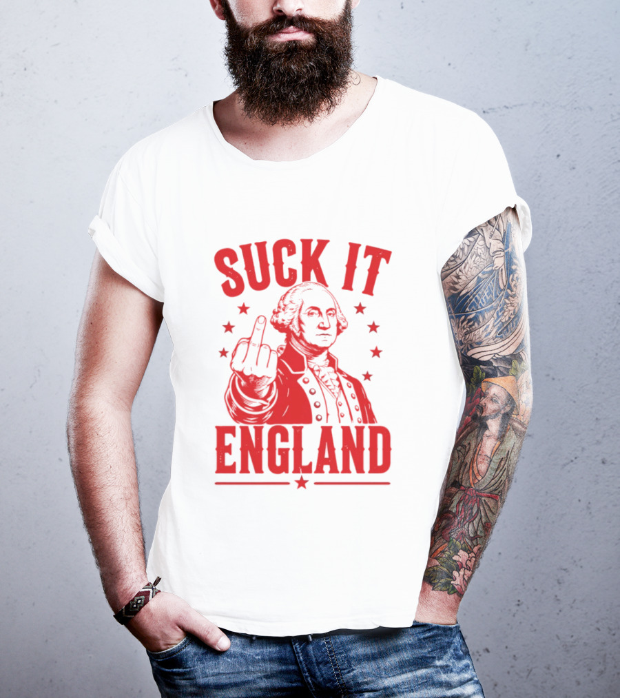 Suck It England George Washington Middle Finger Gesture T-Shirt