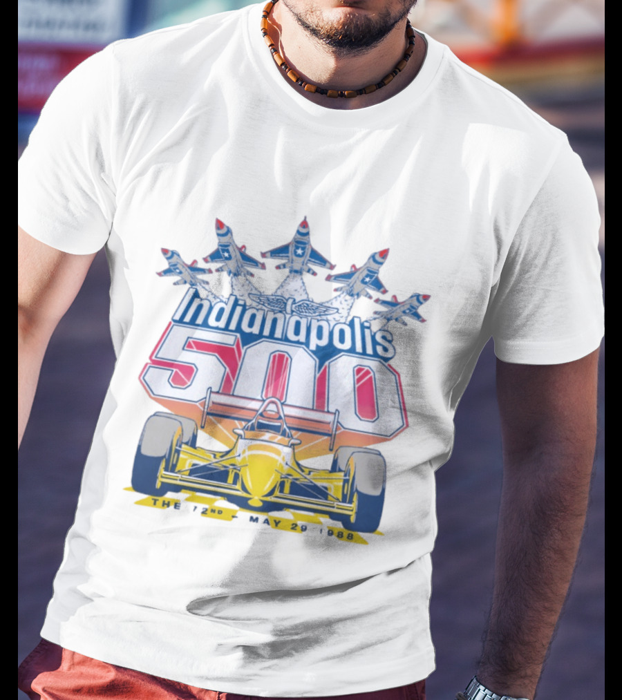 Indianapolis 500 May 29 1988 72nd Race Yellow Racecar And Blue Jets T-Shirt