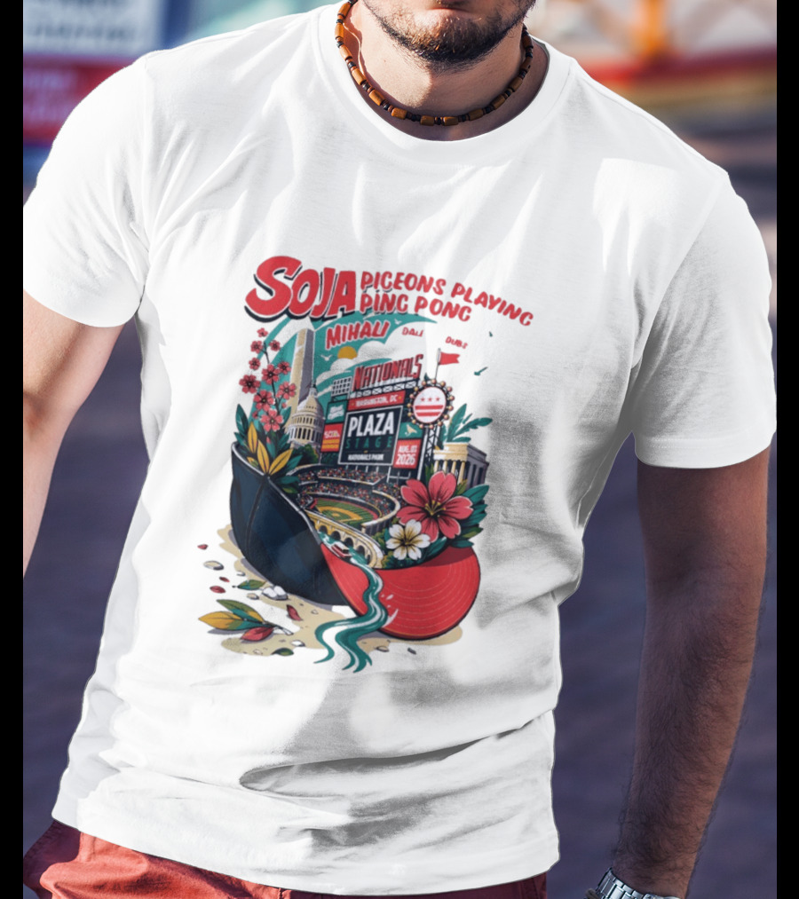 SOJA Pigeons Playing Ping Pong Mihali Nationals Park Plaza Stage DC August 1 2026 T-Shirt