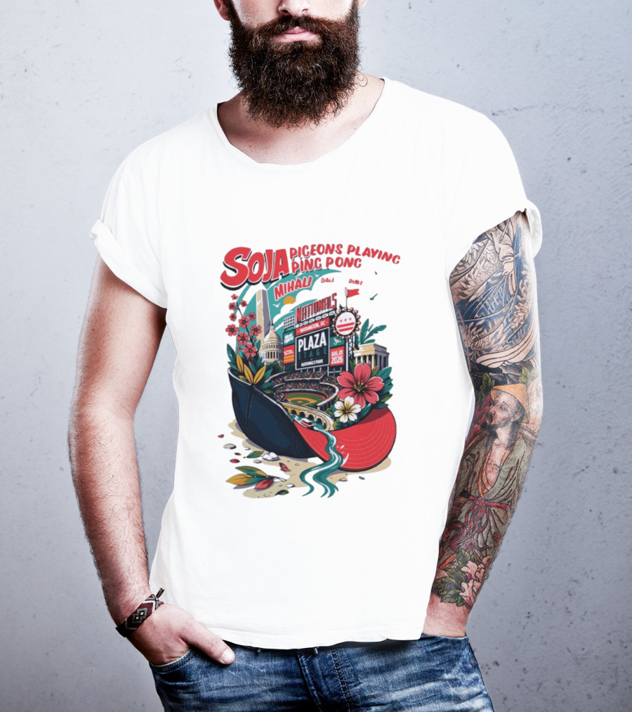 SOJA Pigeons Playing Ping Pong Mihali Nationals Park Plaza Stage DC August 1 2026 T-Shirt