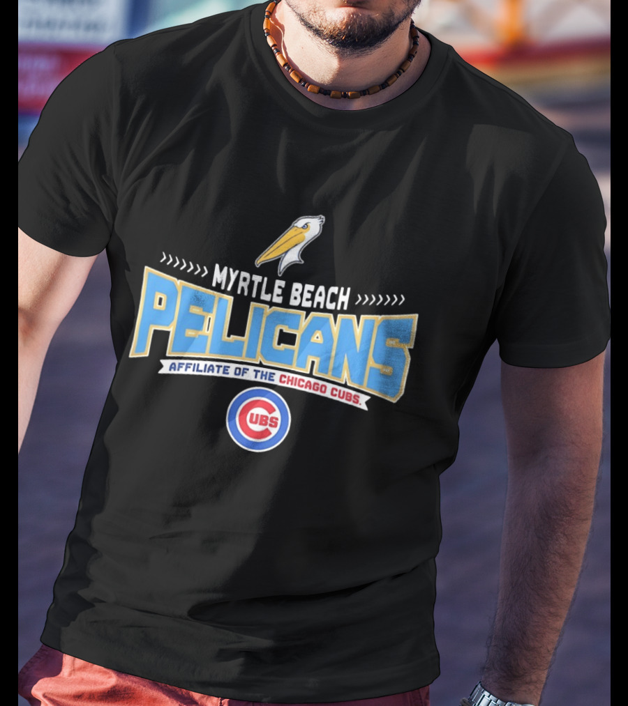 Myrtle Beach Pelicans Affiliate Of The Chicago Cubs Logo Featuring Pelican And Cubs T-Shirt