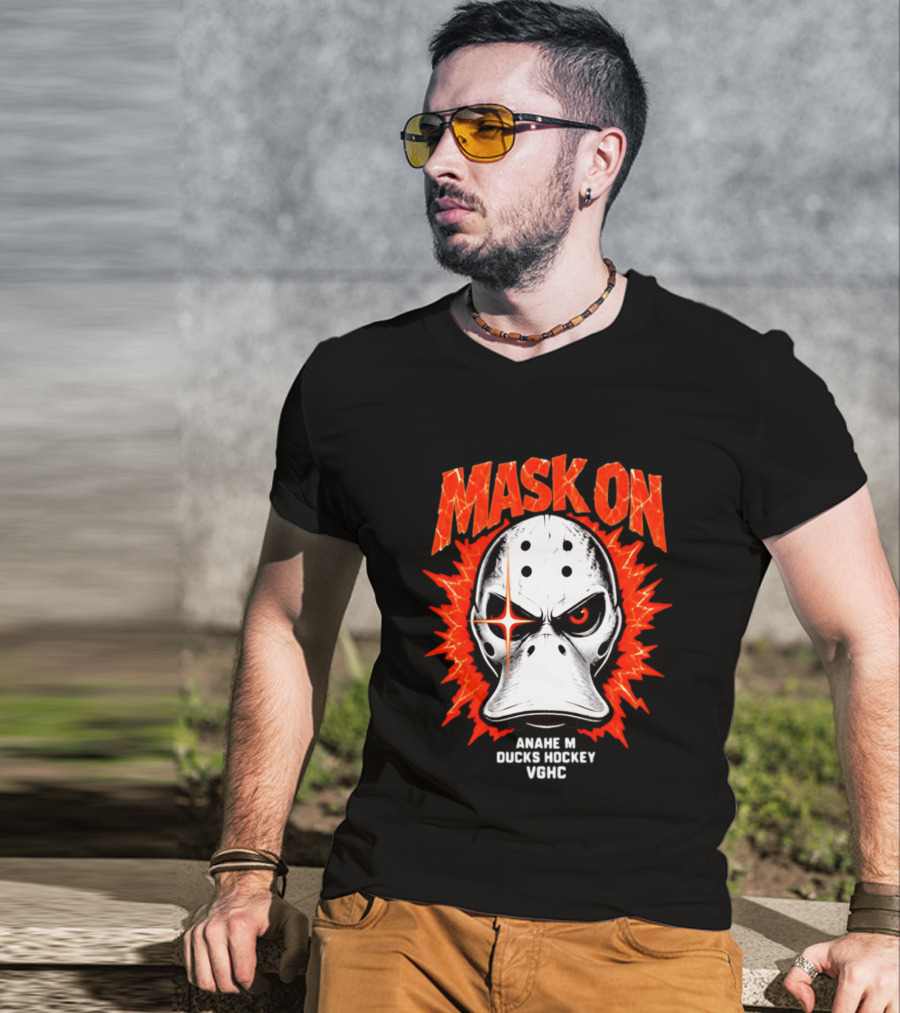 MASK ON Anaheim Ducks Hockey Vonic T-Shirt