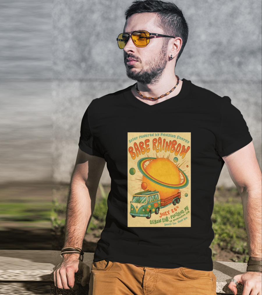 Solar Powered Babe Rainbow July 26 Oxbow Live Portland ME Vintage Van And Sunburst T-Shirt