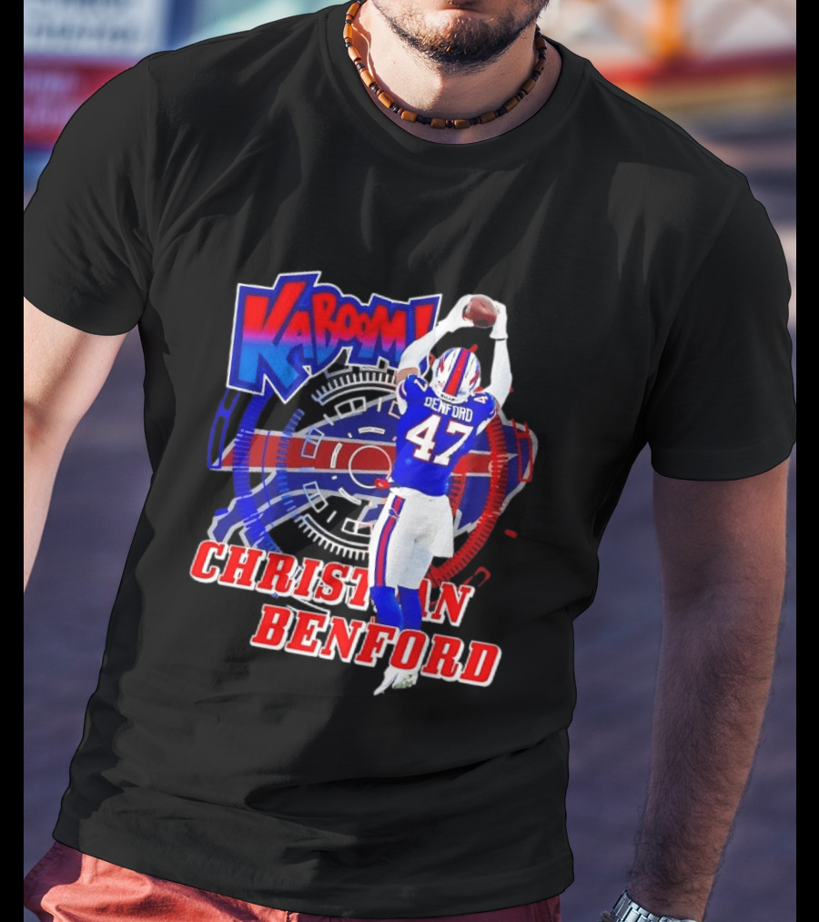 Kaboom Christian Benford 47 Buffalo Bills Football T-Shirt