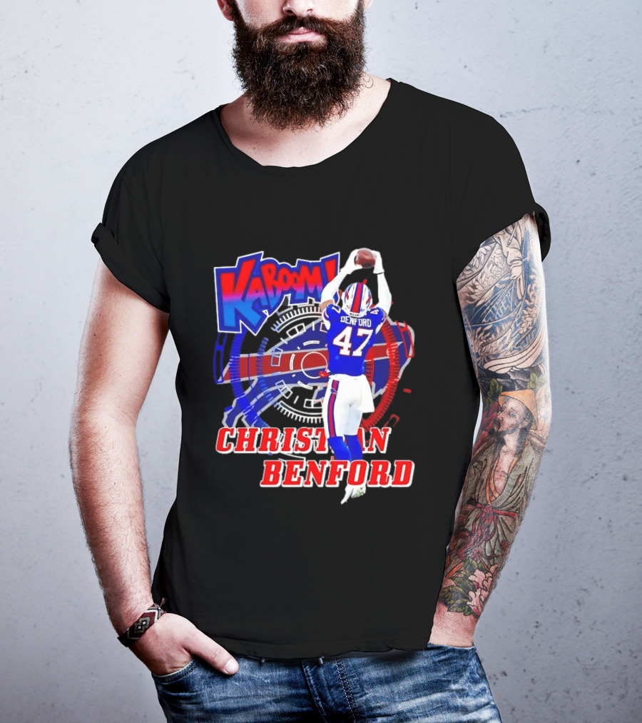 Kaboom Christian Benford 47 Buffalo Bills Football T-Shirt