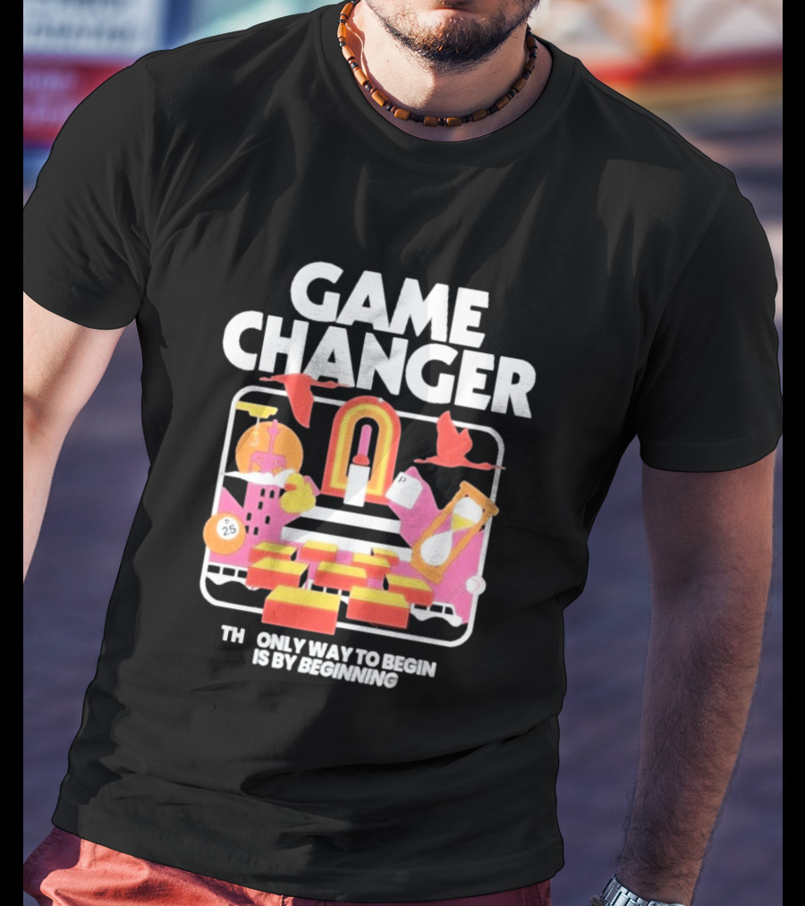 Game Changer The Only Way To Begin Is By Beginning Retro Icons And Symbols Collection T-Shirt