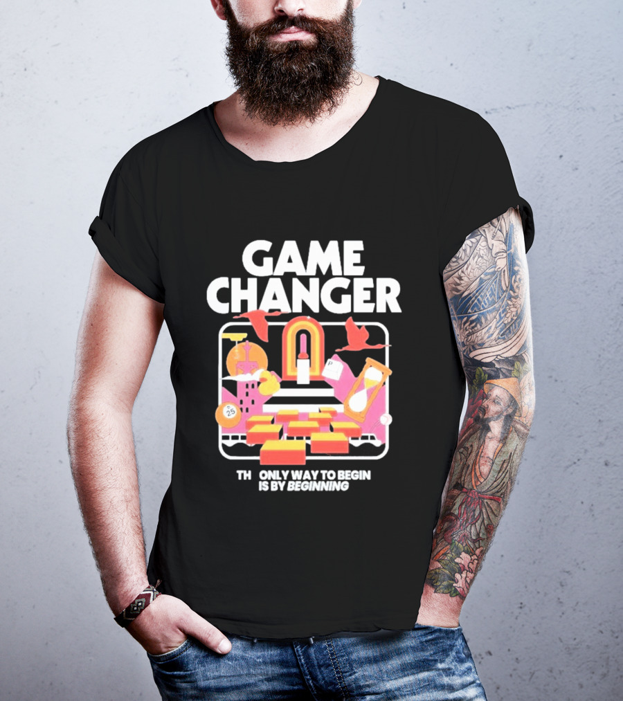 Game Changer The Only Way To Begin Is By Beginning Retro Icons And Symbols Collection T-Shirt