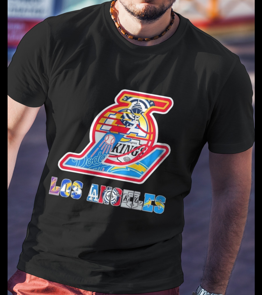 Los Angeles Lakers Dodgers Kings Chargers Sports Teams Logos T-Shirt