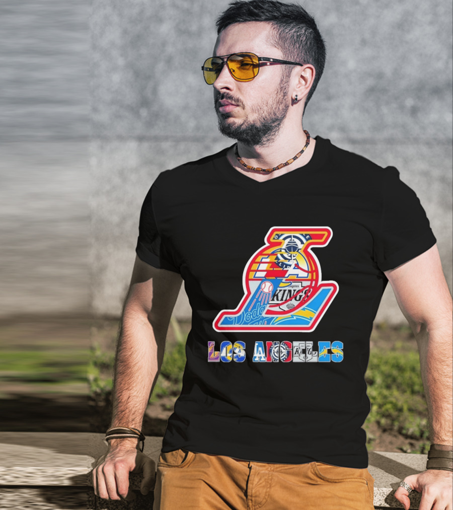 Los Angeles Lakers Dodgers Kings Chargers Sports Teams Logos T-Shirt