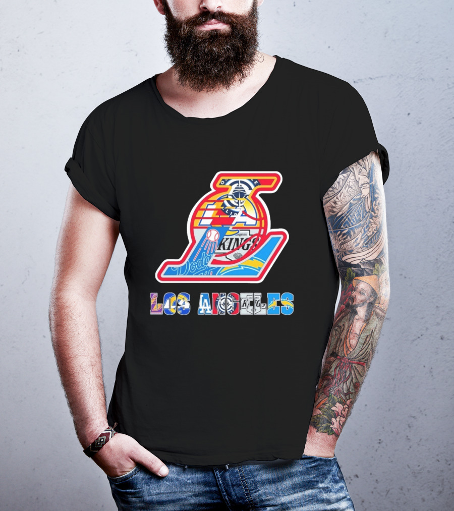 Los Angeles Lakers Dodgers Kings Chargers Sports Teams Logos T-Shirt