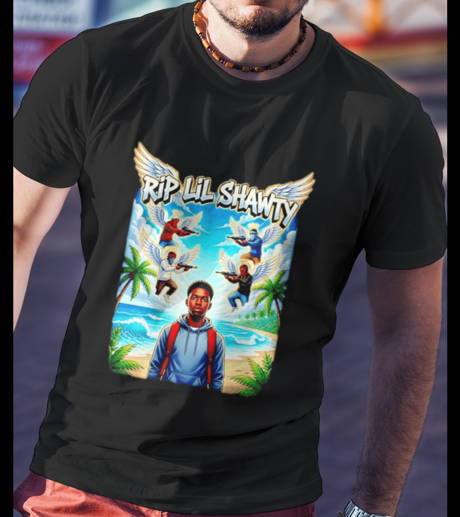 RIP Lil Shawty Angelic Wings Beach Scene Memorial T-Shirt