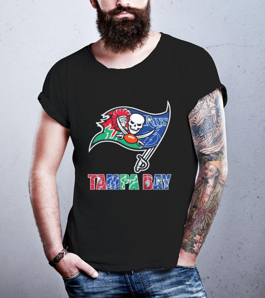 Tampa Bay Buccaneers Rays Lightning Sports Teams Flag T-Shirt
