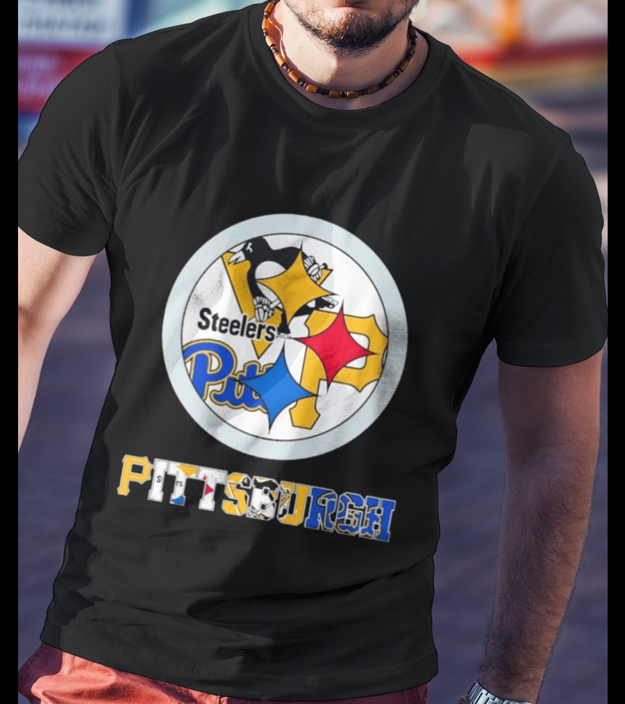 Pittsburgh Steelers Penguins Pirates Teams Logos T-Shirt
