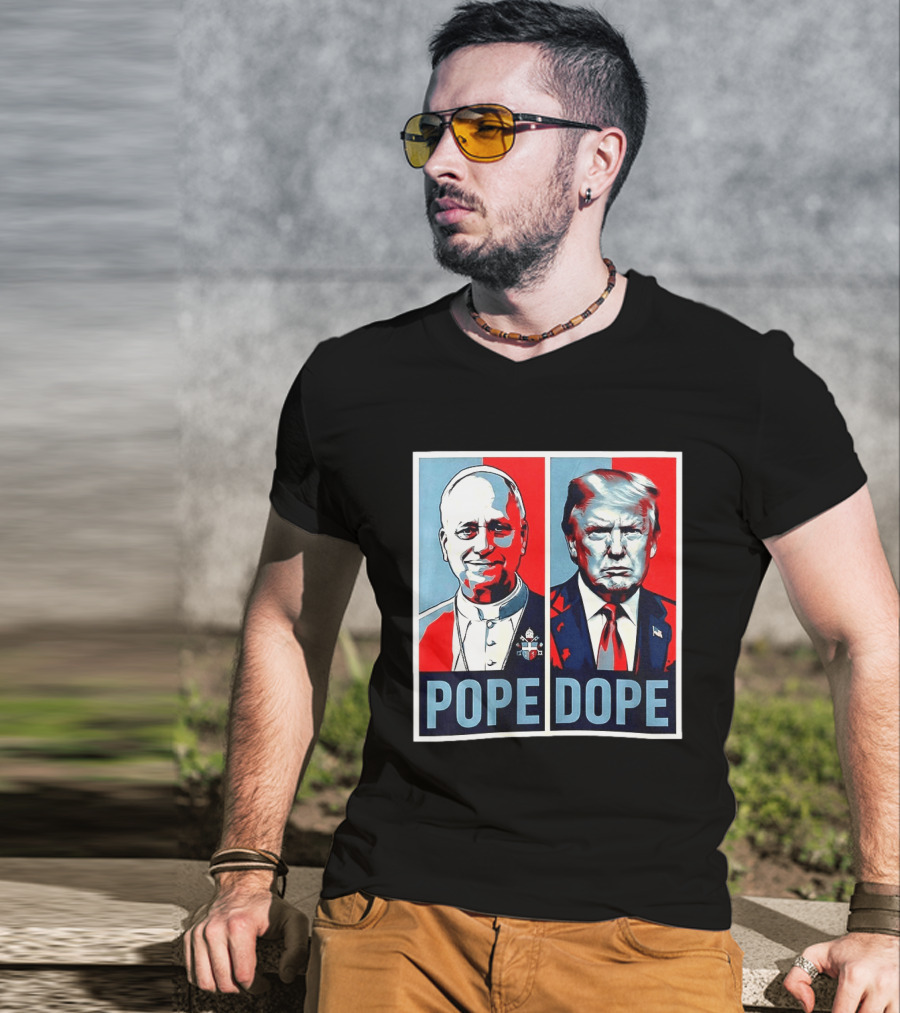Pope Leo XIV Vs Trump Dope Red And Blue Political Satire T-Shirt