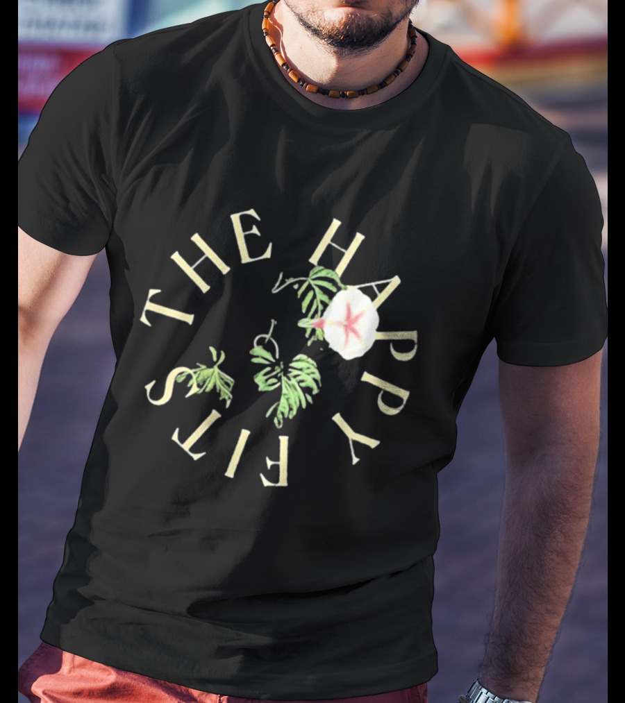 The Happy Fits Morning Glory Band Name Floral Motif T-Shirt