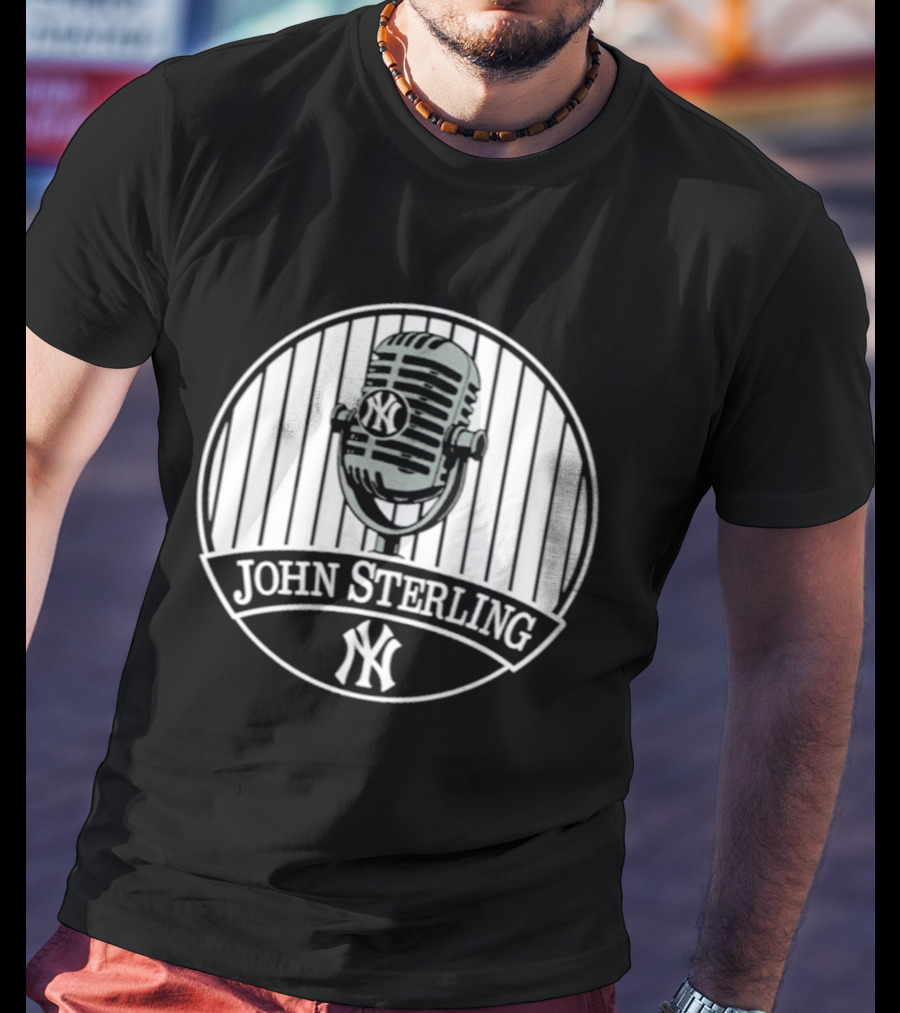 John Sterling Memorial Yankees Microphone Patch T-Shirt