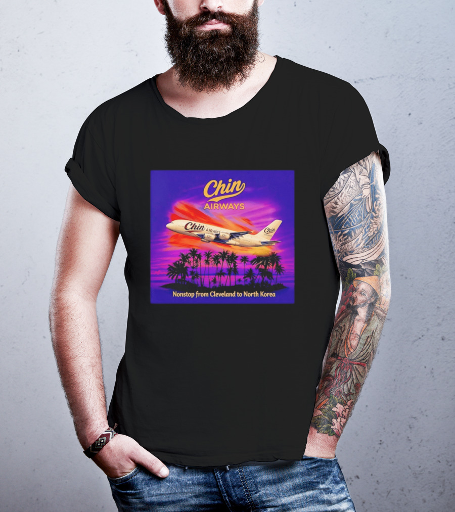 Chin Airways Nonstop Flight From Cleveland To North Korea Exotic Travel Adventure T-Shirt