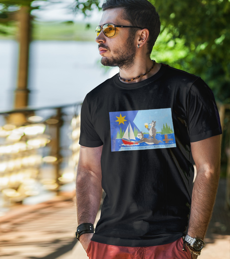 From The Land Of Sky Blue Waters Bears With Boat And Beer T-Shirt