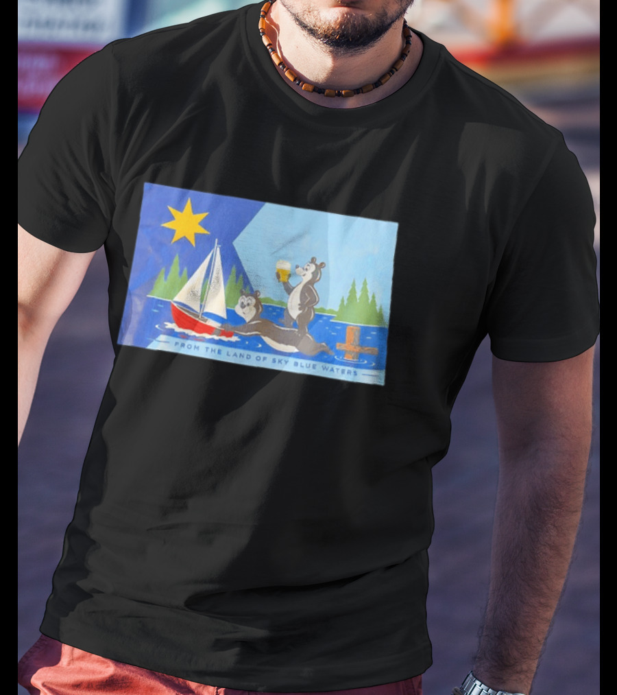 From The Land Of Sky Blue Waters Bears With Boat And Beer T-Shirt