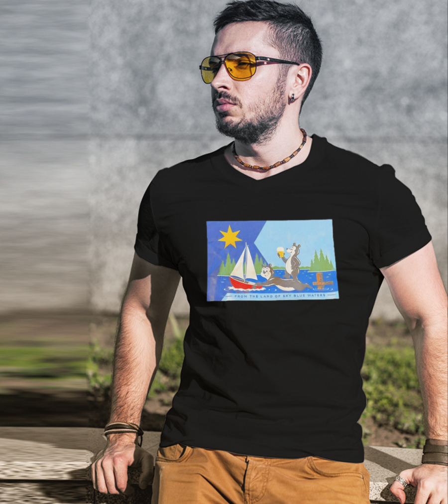 From The Land Of Sky Blue Waters Bears With Boat And Beer T-Shirt