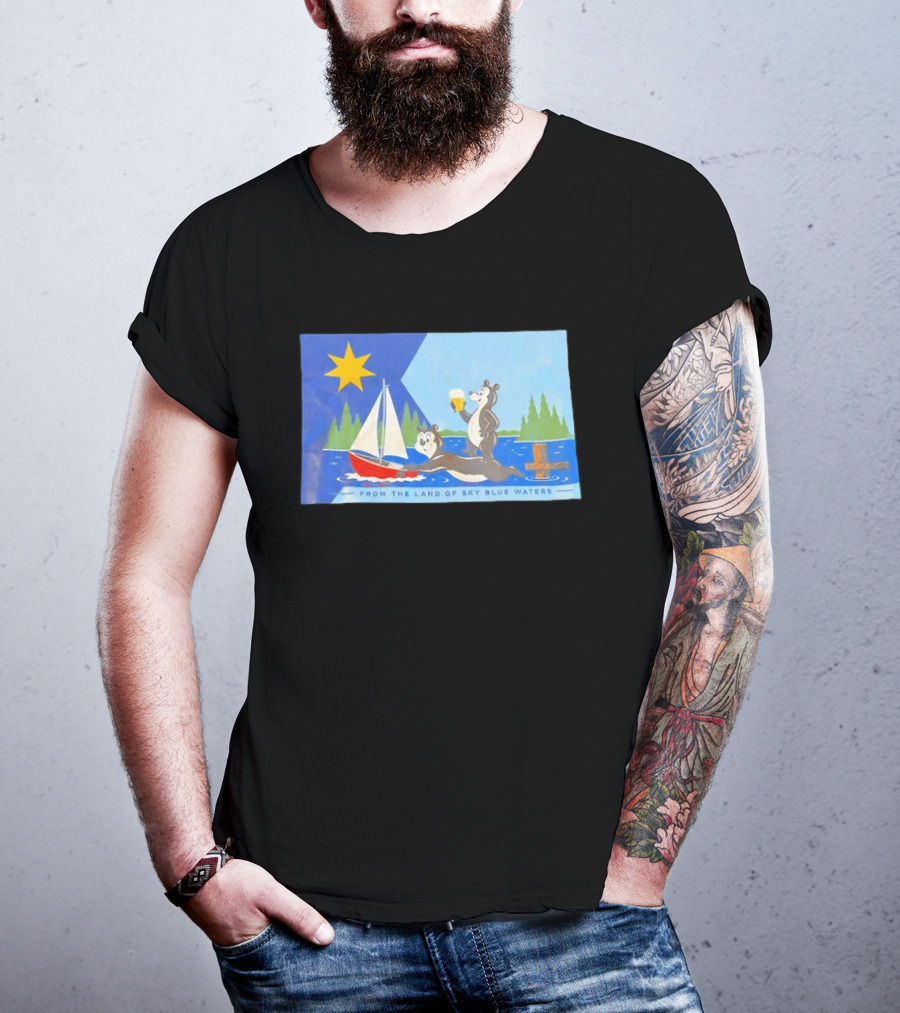 From The Land Of Sky Blue Waters Bears With Boat And Beer T-Shirt