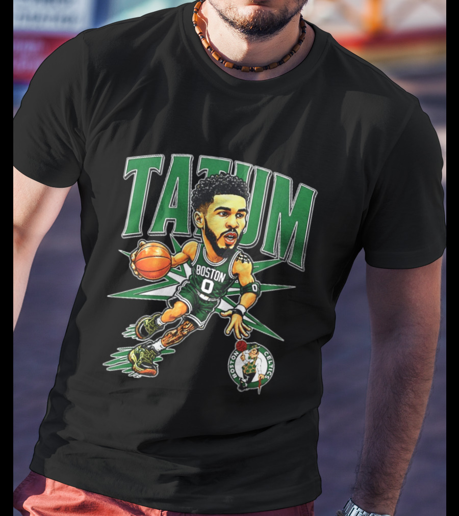 Jayson Tatum Boston Celtics NBA 2026 Big Head Cartoon Style Basketball Player T-Shirt