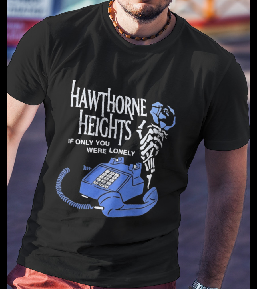 Hawthorne Heights If Only You Were Lonely 20 Years Skeleton With Blue Telephone T-Shirt