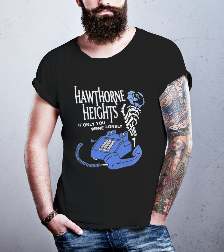 Hawthorne Heights If Only You Were Lonely 20 Years Skeleton With Blue Telephone T-Shirt