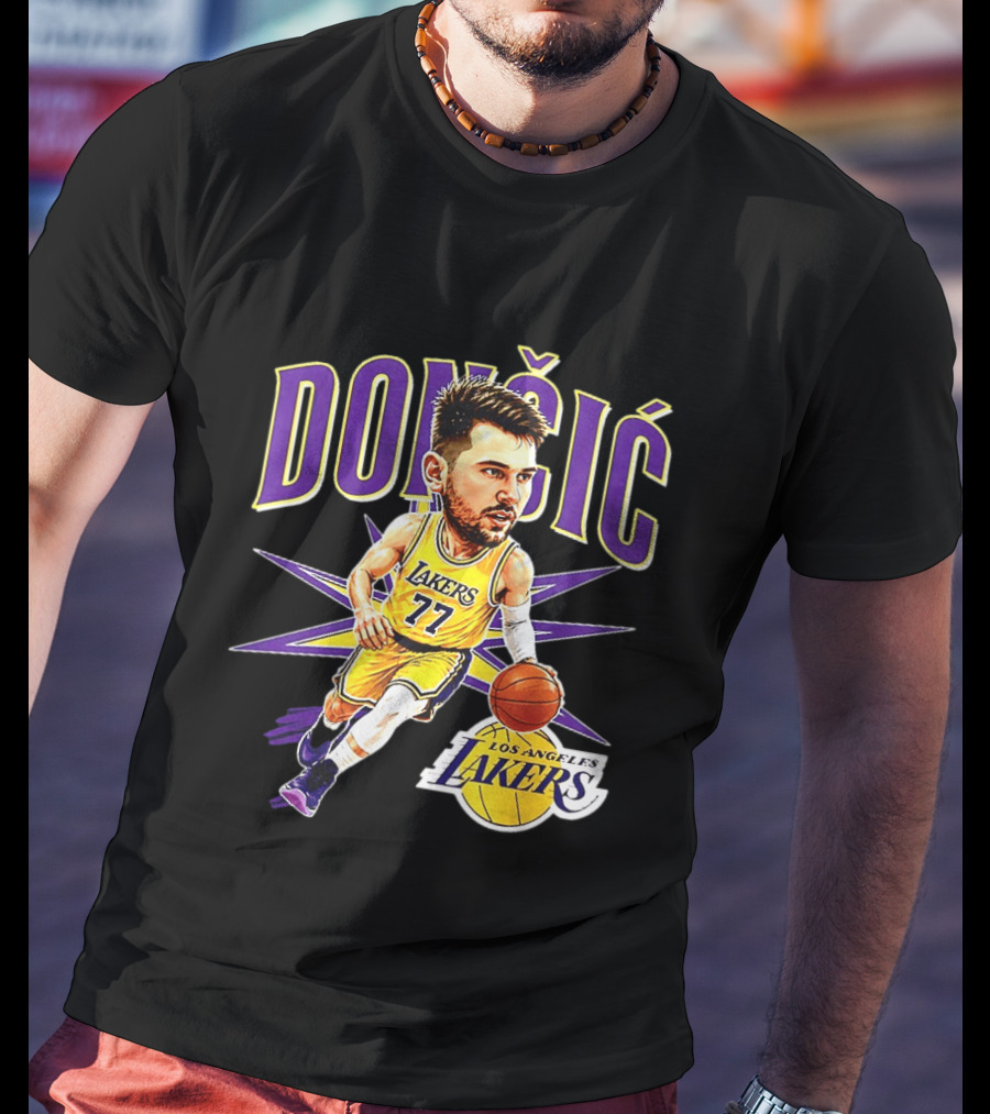 Doncic 77 Los Angeles Lakers NBA 2026 Big Head Basketball Player T-Shirt