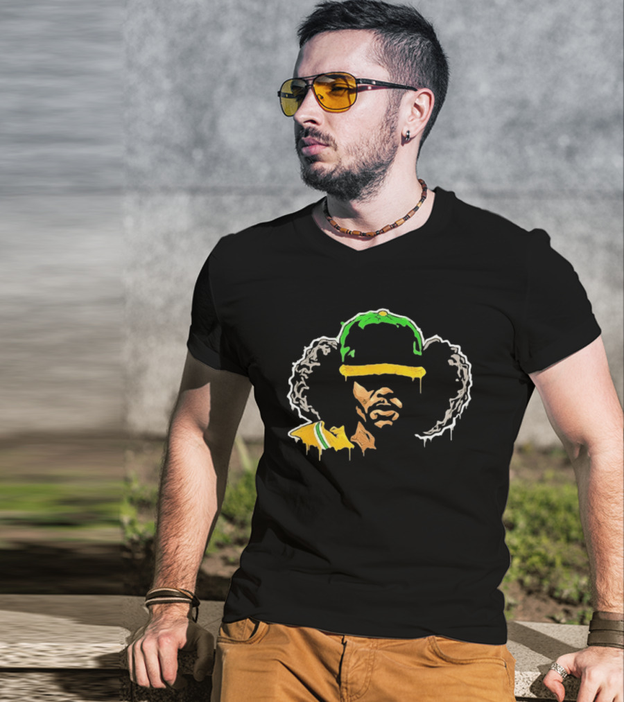 Jimi Hendrix Groovy Green Afro Psychedelic T-Shirt