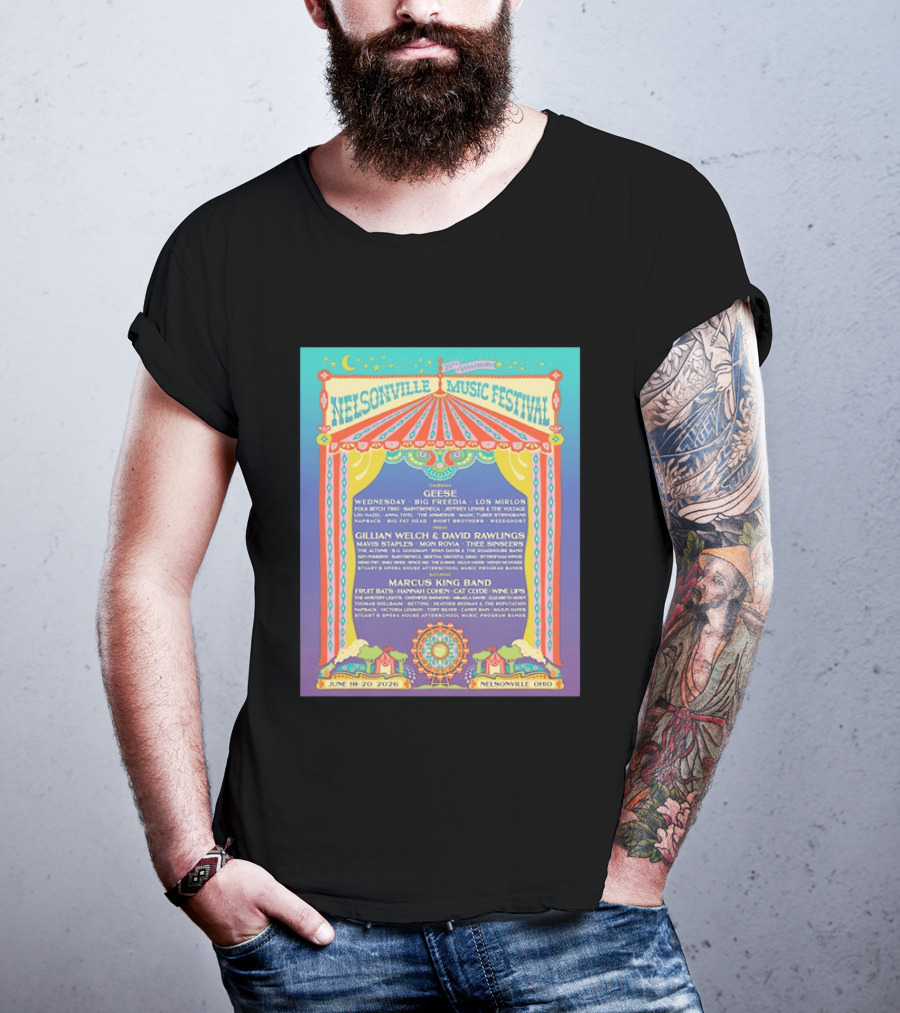 Nelsonville Music Festival 20th Anniversary June 18 20 2026 Ohio Featuring Geese And Marcus King Band T-Shirt