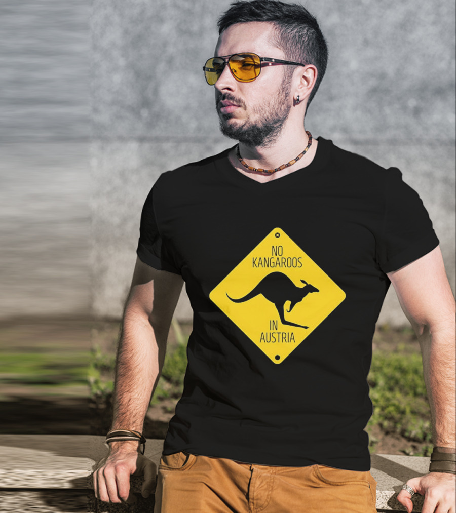 No Kangaroos In Austria Humorous Yellow Sign T-Shirt