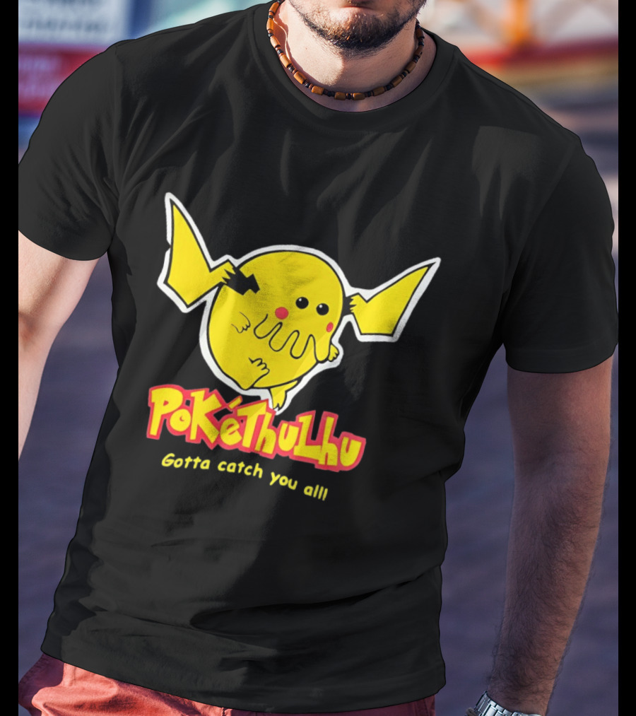 Pokethulhu Gotta Catch You All Yellow Hybrid T-Shirt