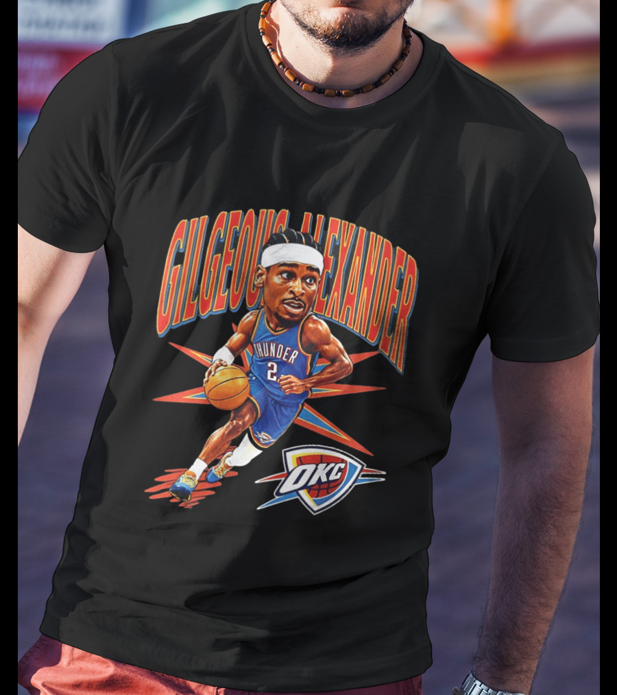 Shai Gilgeous Alexander OKC Thunder Cartoon 2026 Big Head Basketball T-Shirt