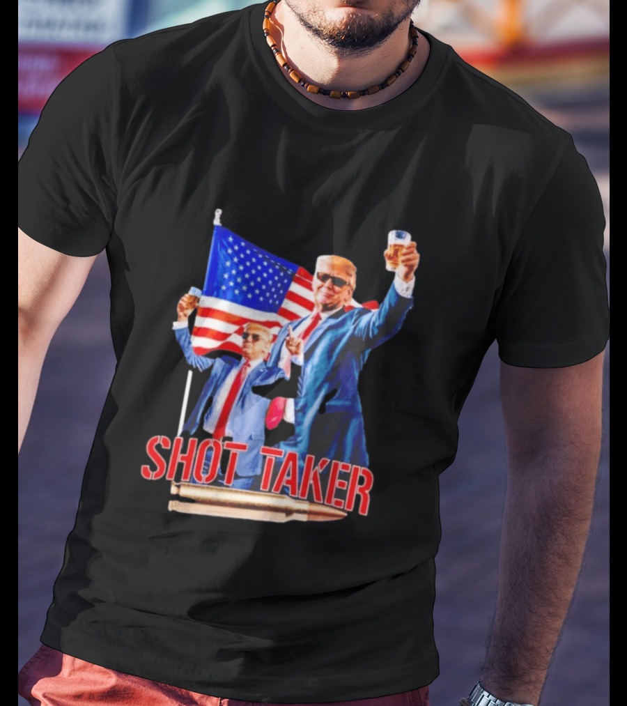 Shot Taker USA President American Flag Beer T-Shirt