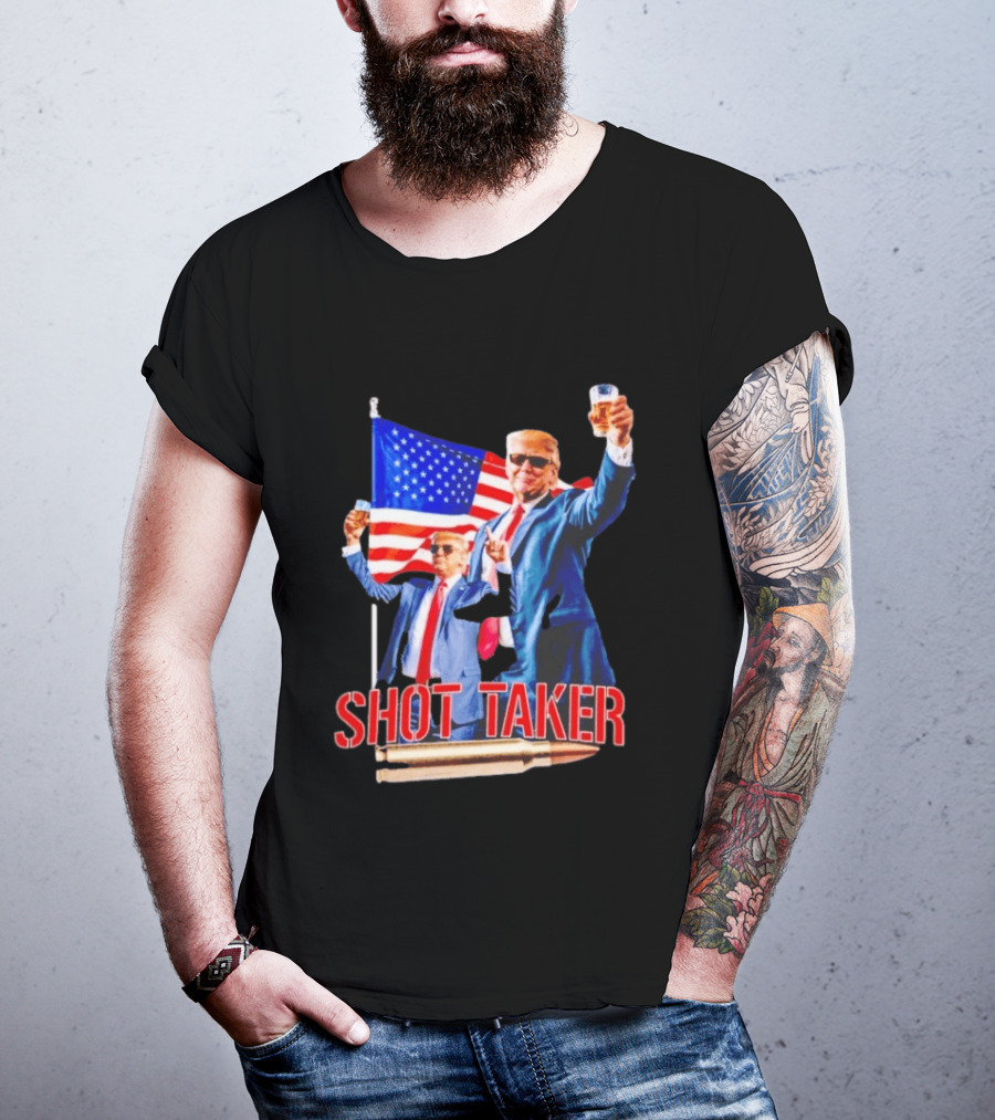 Shot Taker USA President American Flag Beer T-Shirt