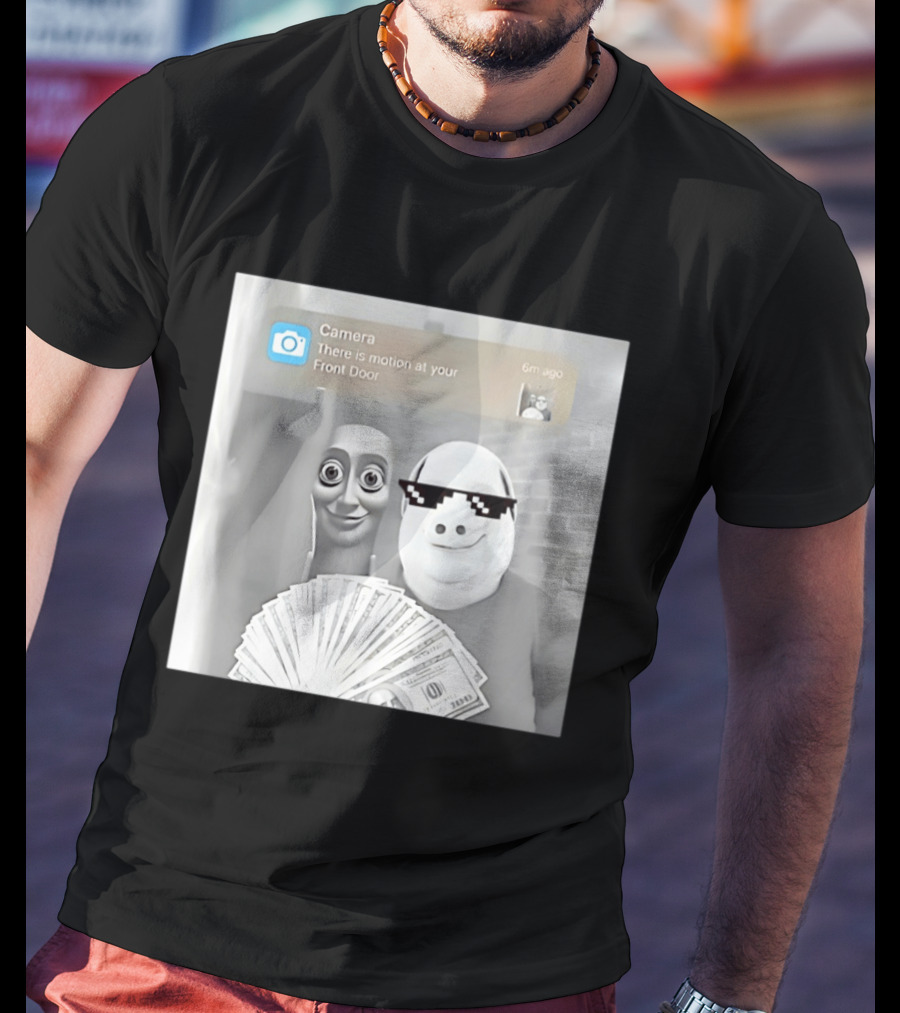 Tung Tung Sahur John Pork Meme With Motion Alert And Money Stack T-Shirt